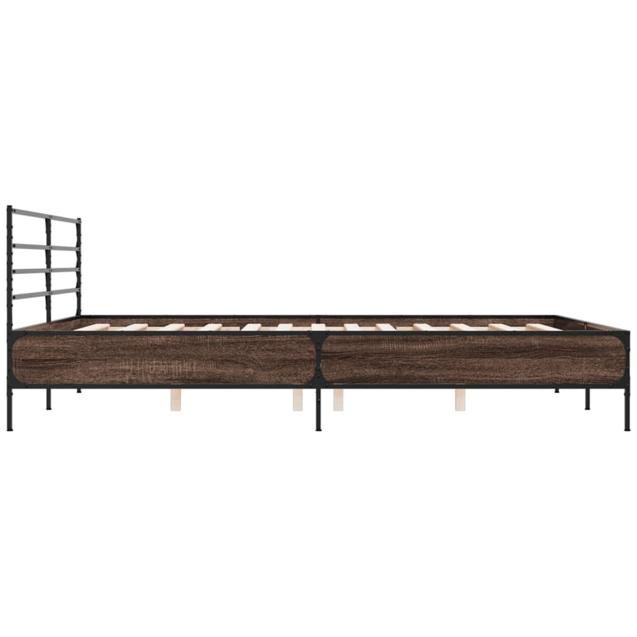 Bedframe bewerkt hout metaal bruin eikenkleur 180x200 cm