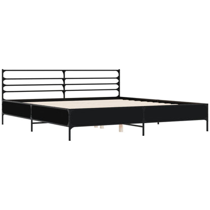 Bedframe bewerkt hout metaal zwart 200x200 cm