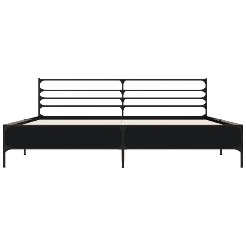 Bedframe bewerkt hout metaal zwart 200x200 cm