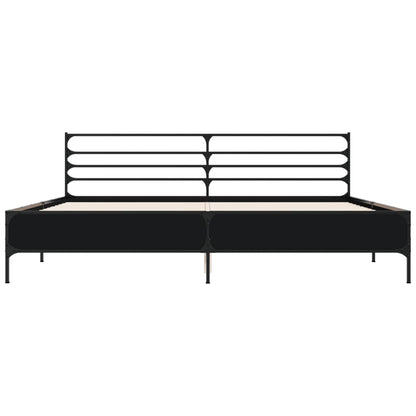 Bedframe bewerkt hout metaal zwart 200x200 cm
