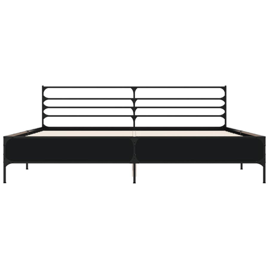 Bedframe bewerkt hout metaal zwart 200x200 cm