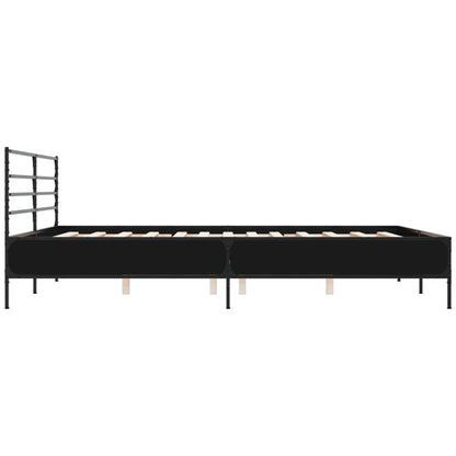 Bedframe bewerkt hout metaal zwart 200x200 cm
