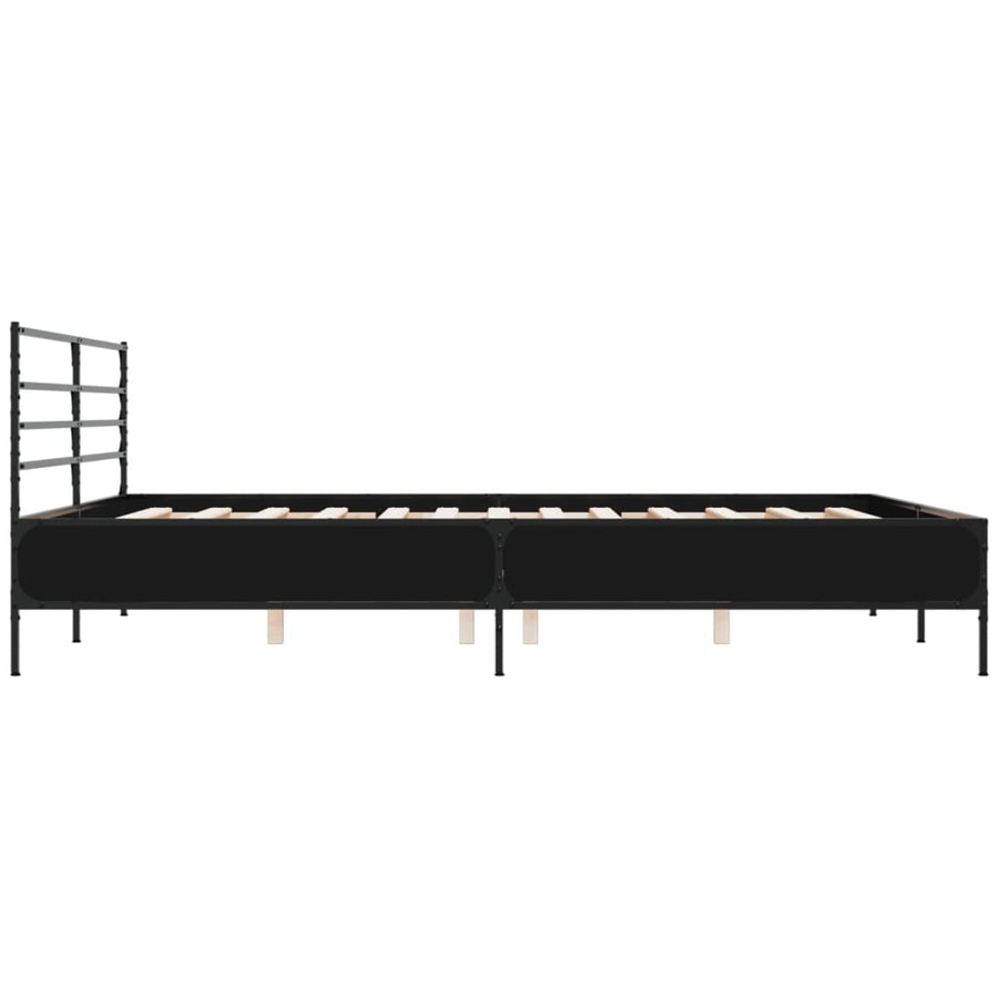 Bedframe bewerkt hout metaal zwart 200x200 cm