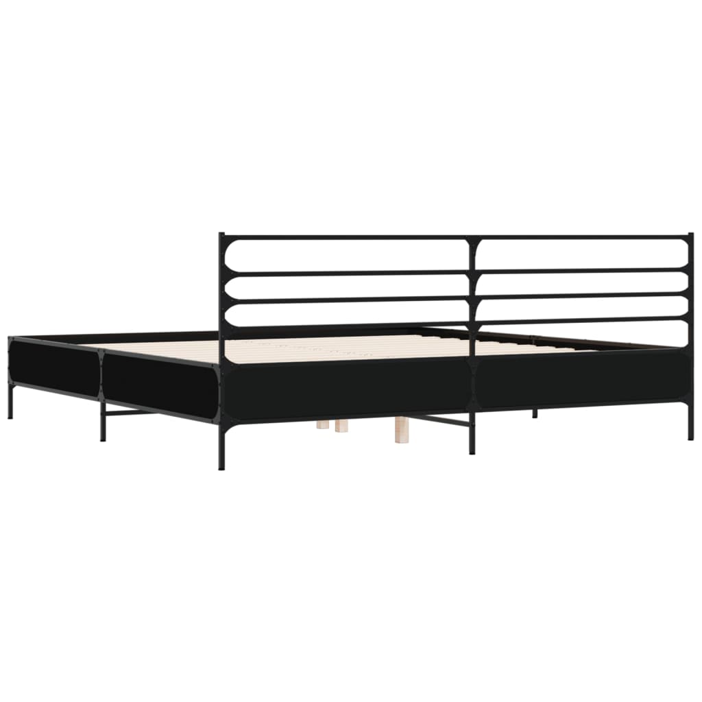Bedframe bewerkt hout metaal zwart 200x200 cm