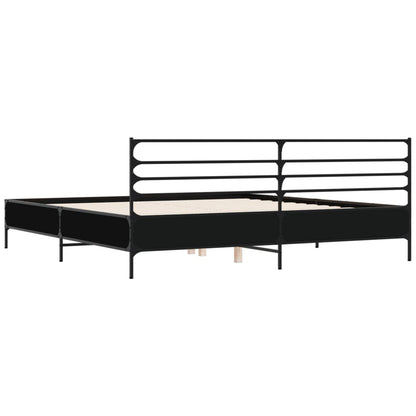Bedframe bewerkt hout metaal zwart 200x200 cm