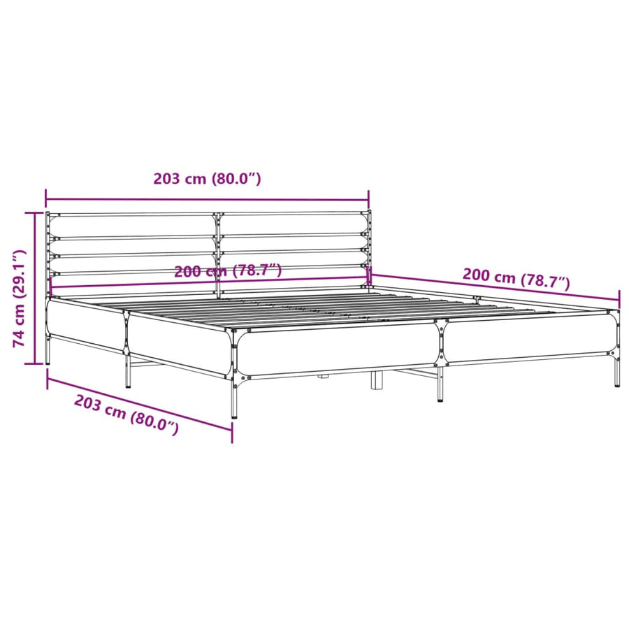 Bedframe bewerkt hout metaal zwart 200x200 cm