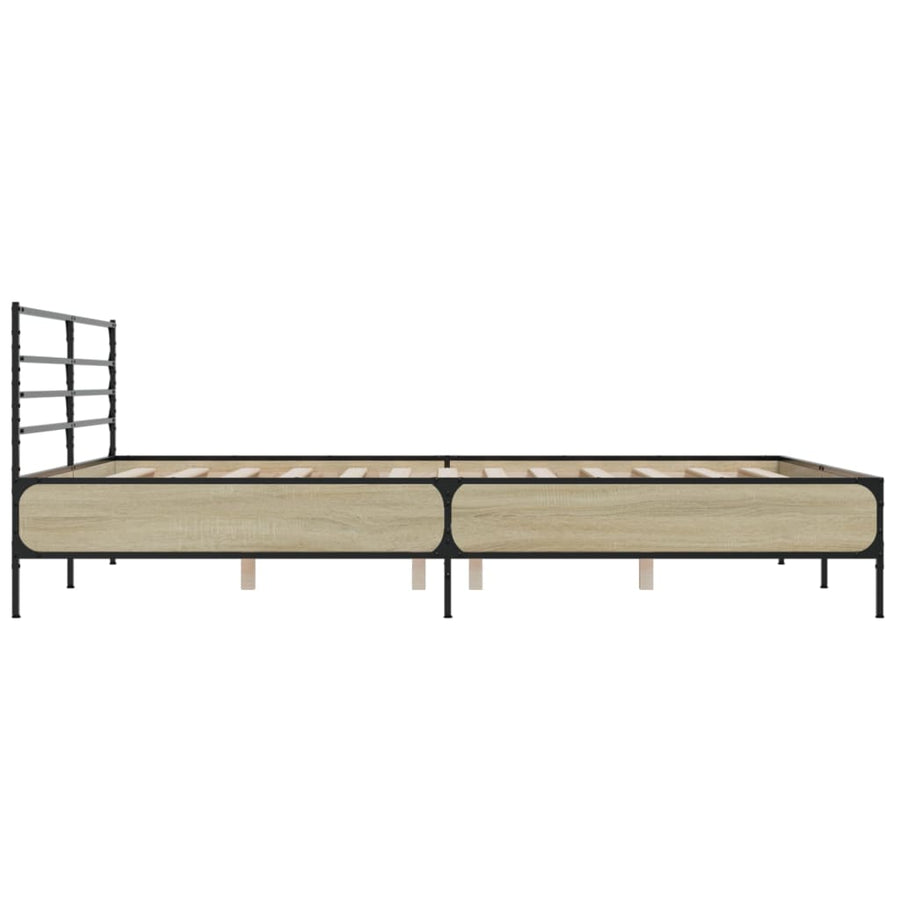 Bedframe bewerkt hout metaal sonoma eikenkleurig 200x200 cm