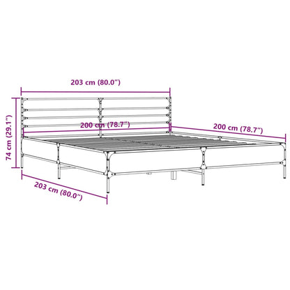 Bedframe bewerkt hout metaal sonoma eikenkleurig 200x200 cm