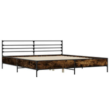Bedframe bewerkt hout metaal gerookt eikenkleurig 200x200 cm