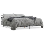 Bed frame engineered wood metal grey Sonoma oak 200x200 cm