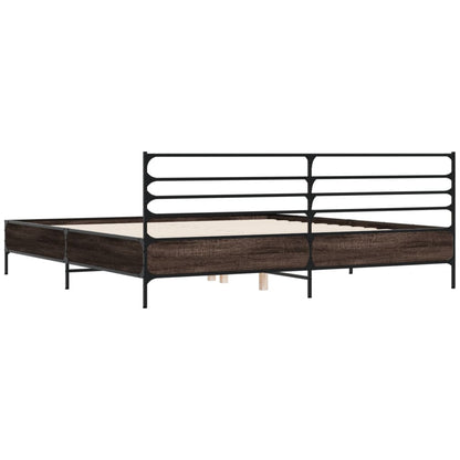 Bedframe bewerkt hout metaal bruin eikenkleur 200x200 cm