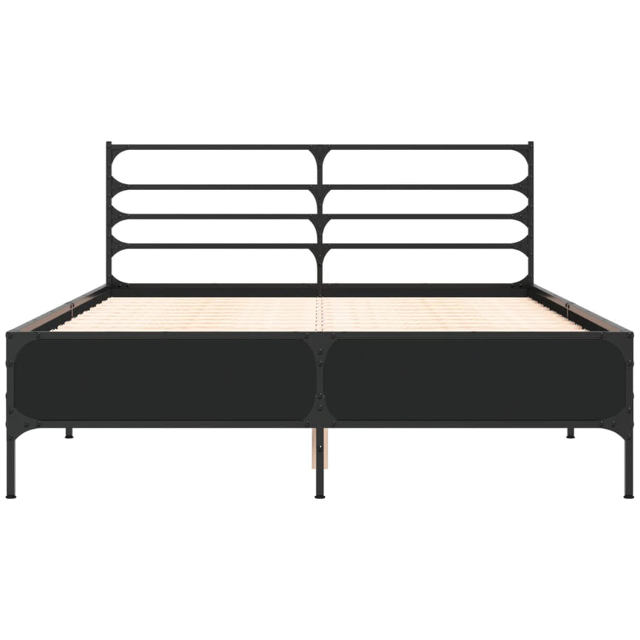 Bedframe bewerkt hout metaal zwart 120x190 cm