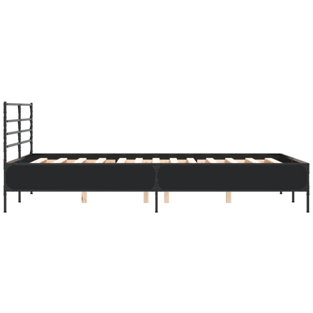 Bedframe bewerkt hout metaal zwart 120x190 cm