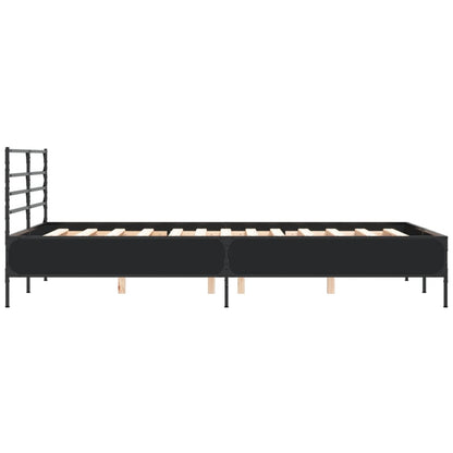 Bedframe bewerkt hout metaal zwart 120x190 cm