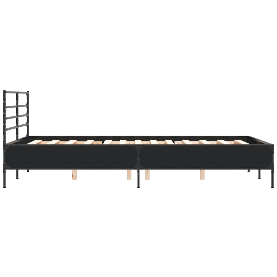Bedframe bewerkt hout metaal zwart 120x190 cm