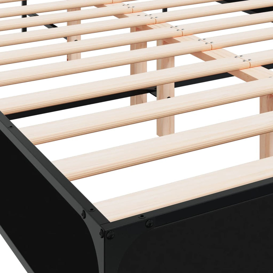 Bedframe bewerkt hout metaal zwart 120x190 cm
