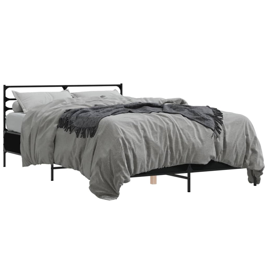 Bedframe bewerkt hout metaal zwart 120x190 cm