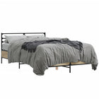 Bed frame carved wood metal Sonoma oak-colored 120x190 cm