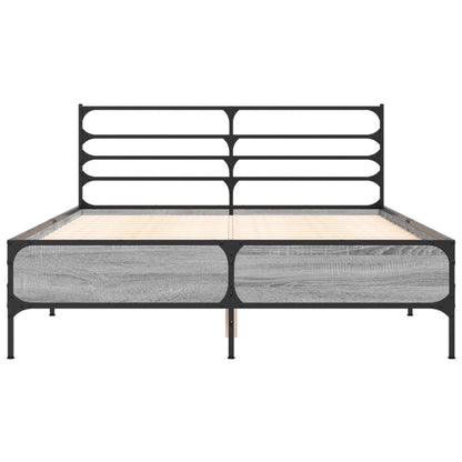Bedframe bewerkt hout metaal grijs sonoma eiken 120x190 cm
