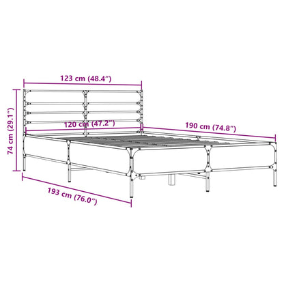 Bedframe bewerkt hout metaal grijs sonoma eiken 120x190 cm