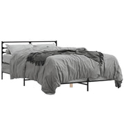 Bedframe 120x190 cm bewerkt hout metaal grijs