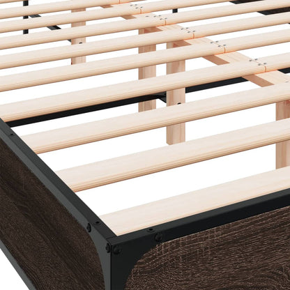 Bedframe bewerkt hout metaal bruin eikenkleur 120x190 cm