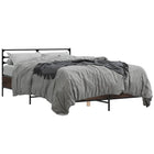 Wooden metal bed frame brown oak color 120x190 cm
