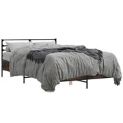 Bedframe 120x190 cm bewerkt hout metaal bruin
