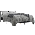 Black carved wood and metal bed frame 135x190 cm