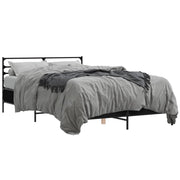 Bedframe bewerkt hout metaal zwart 135x190 cm