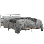 Wood and metal bed frame Sonoma oak effect 135x190 cm