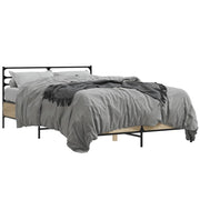 Bedframe 135x190 cm bewerkt hout metaal sonoma eiken