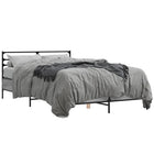 Bed frame carved wood metal gray Sonoma oak 135x190 cm