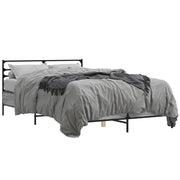 Bedframe 135x190 cm bewerkt hout metaal grijs