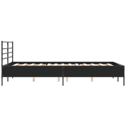 Bedframe LED bewerkt hout metaal zwart 140x190 cm