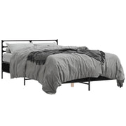 Bedframe 140x190 cm bewerkt hout metaal zwart