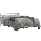Bed frame carved wood metal Sonoma oak color 90x190 cm