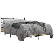 Bedframe 90x190 cm bewerkt hout metaal sonoma eiken