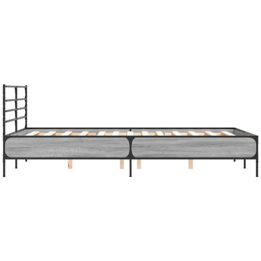 Bedframe bewerkt hout metaal grijs sonoma eiken 140x190 cm