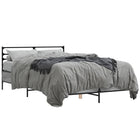 Bed frame carved wood metal grey Sonoma oak 140x190 cm
