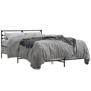 Bedframe 140x190 cm bewerkt hout metaal grijs sonoma eiken