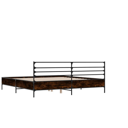 Bedframe bewerkt hout metaal bruin eikenkleur 140x190 cm