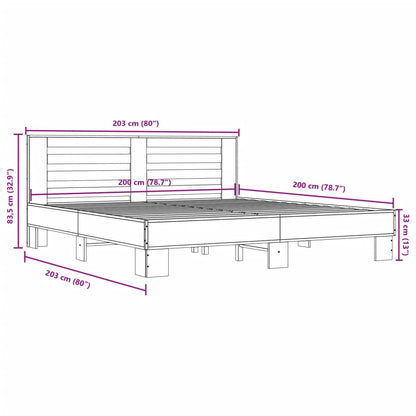Bedframe bewerkt hout metaal sonoma eikenkleurig 200x200 cm