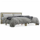 Bed frame engineered wood metal Sonoma oak 200x200 cm