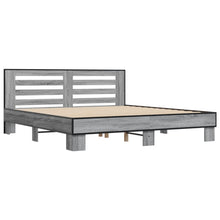 Bedframe bewerkt hout metaal grijs sonoma eiken 200x200 cm