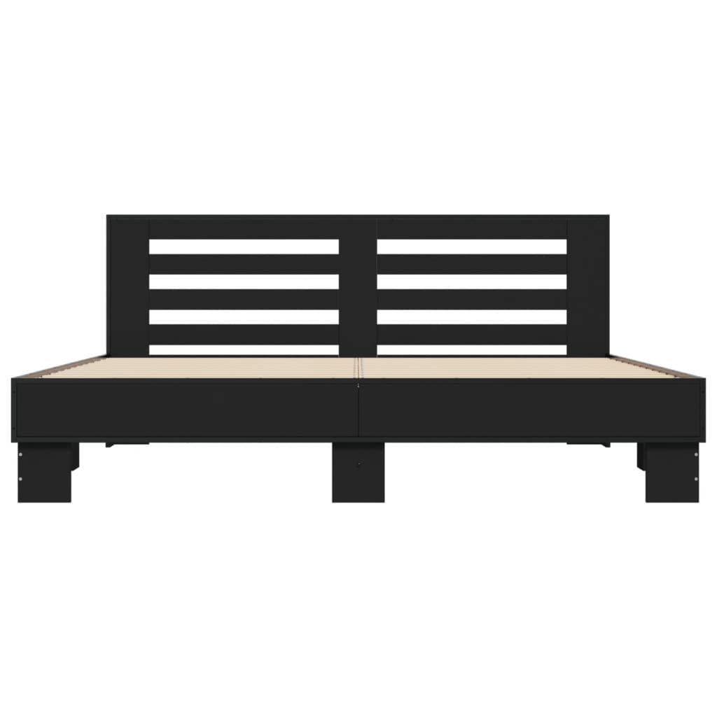 Bedframe bewerkt hout metaal zwart 180x200 cm