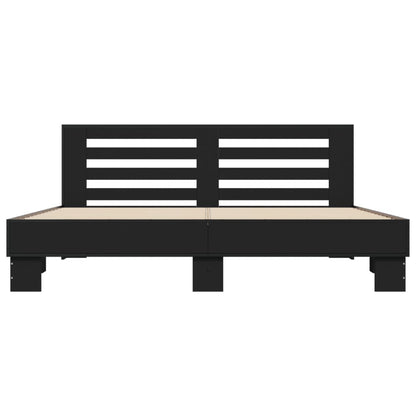 Bedframe bewerkt hout metaal zwart 180x200 cm