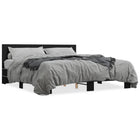 Bed frame carved wood metal black 180x200 cm