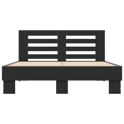 Bedframe bewerkt hout metaal zwart 140x200 cm