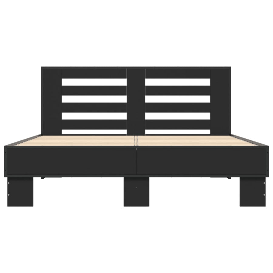 Bedframe bewerkt hout metaal zwart 140x200 cm